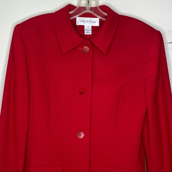 Jones New York || 100% Wool Fully Lined Red Blazer ONLY; Size 8 - Picture 3 of 10